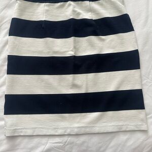 LOFT Navy and White Striped Pencil Skirt